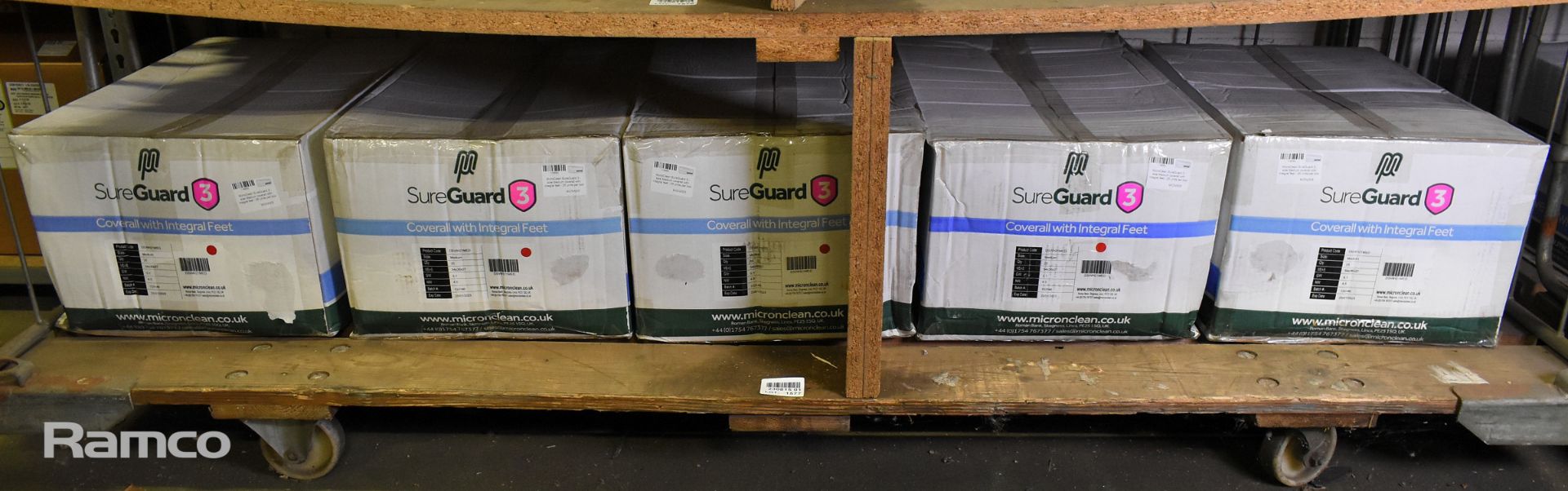 5x boxes of MicroClean SureGuard 3 - size small coverall with integral feet - 25 units per box