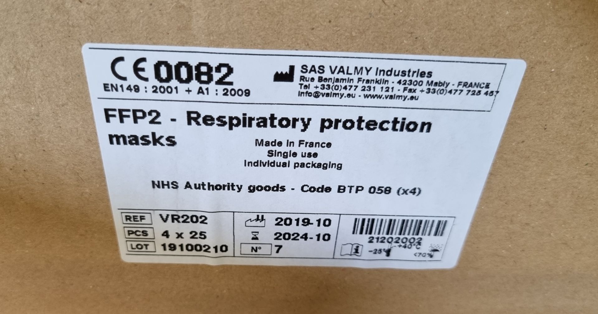 55x boxes of Blue FFP2 - respiratory protection masks - 4x packs of 25 masks per box - Image 2 of 6