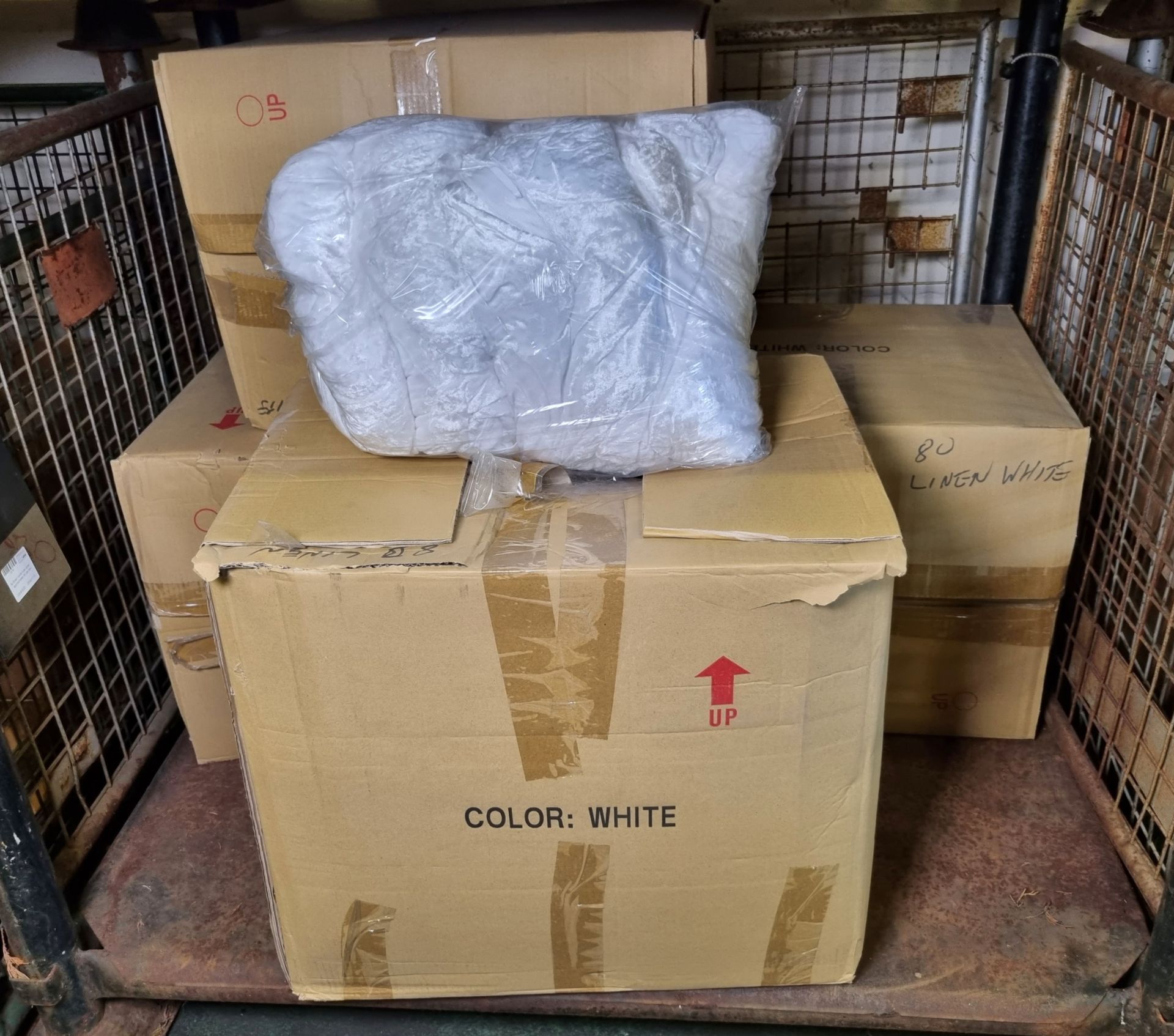 4x boxes of Silver / white linen cover - approximately 80 per box