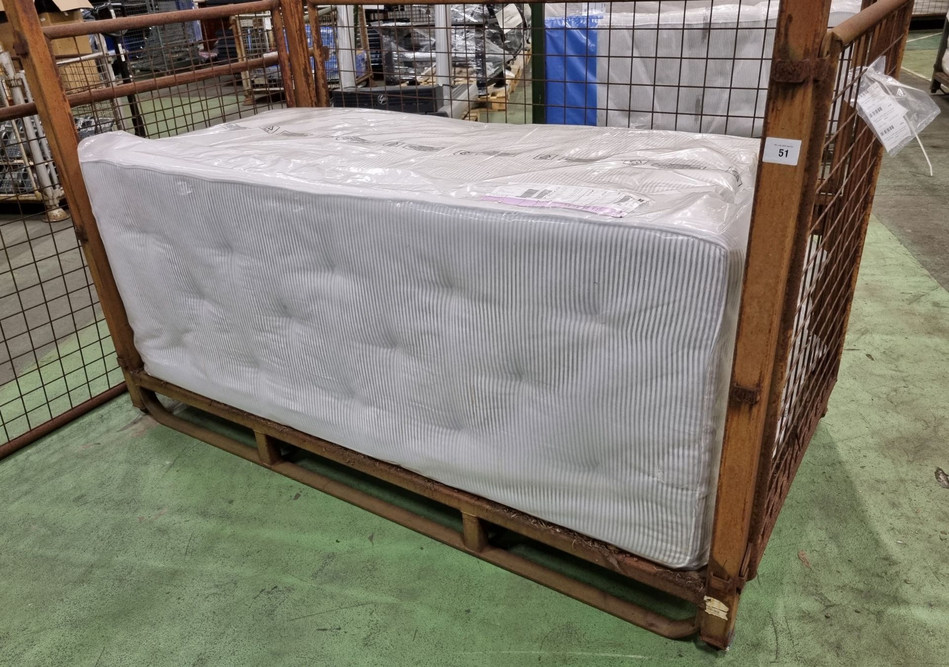 5x Black & white open coil single mattresses - discoloured due to being in storage - Image 2 of 4