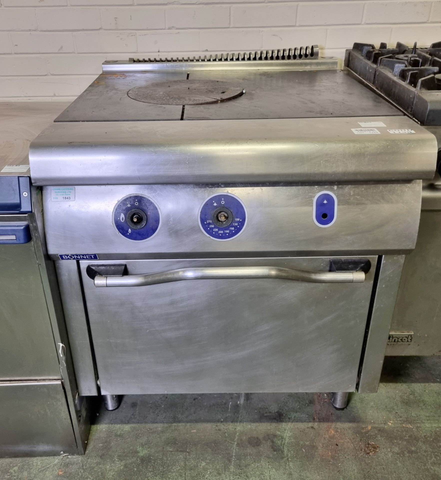 Bonnet solid top gas oven - W 820 x D 950 x 980 mm - MISSING KNOBS