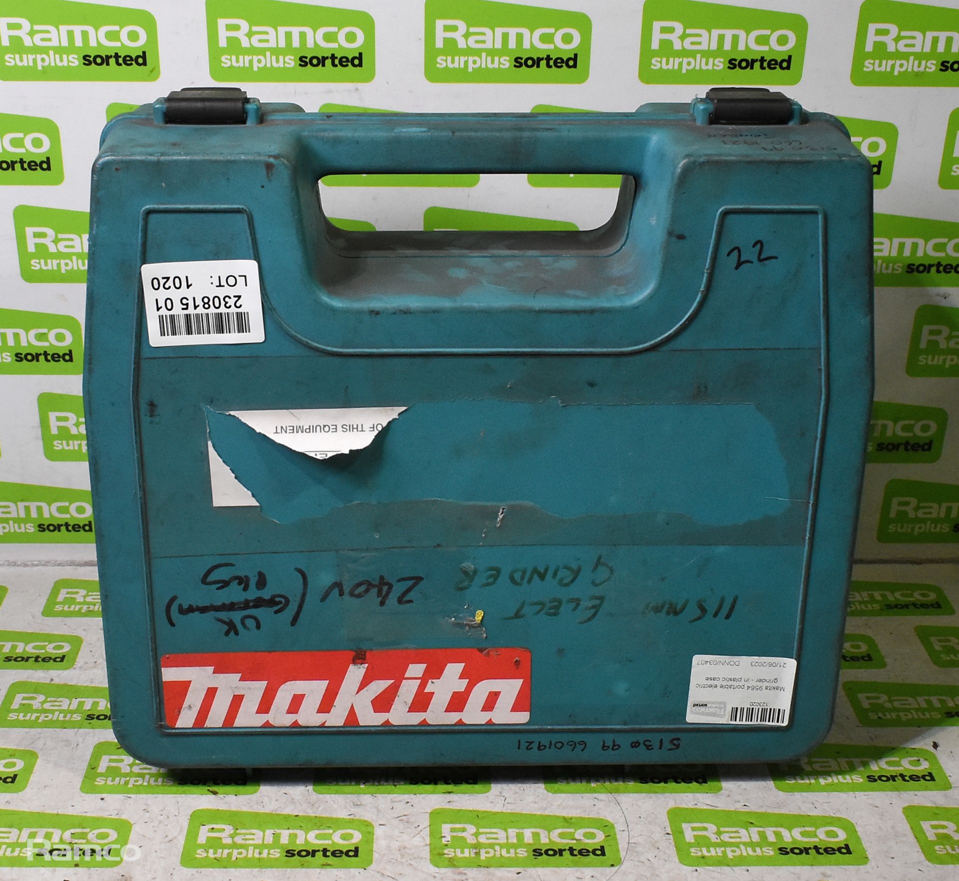 Makita 9564 portable electric grinder - in plastic case - Image 6 of 6