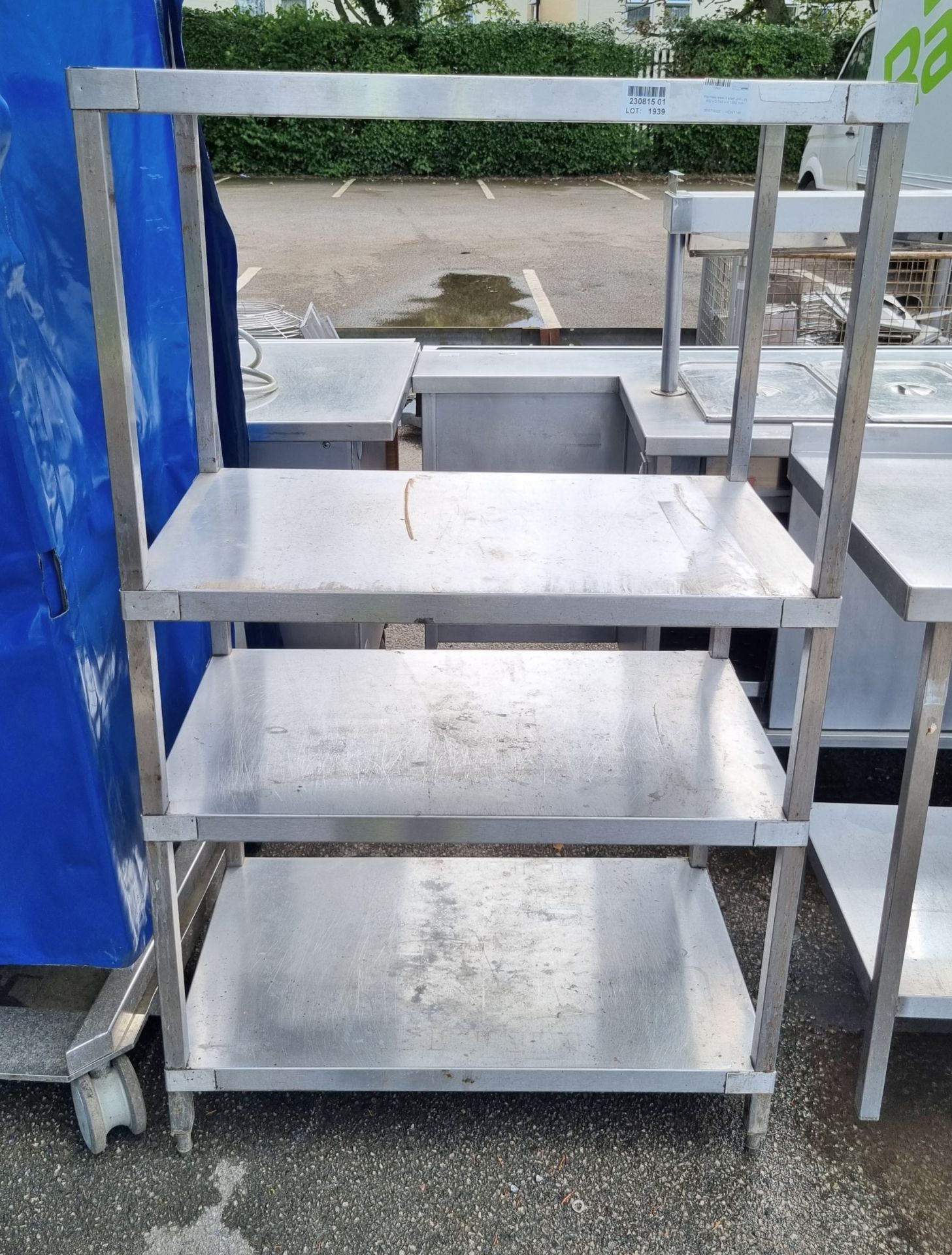 Stainless steel 3 shelf unit - W 900 x D 540 x H 1550 mm