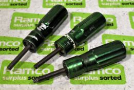 3x Fixed torque 1/4in drive screwdrivers - unknown torque setting