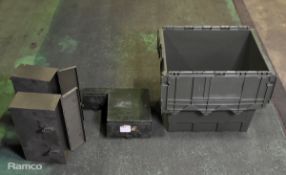 Olive green plastic tote box - L 500 x W 400 x H 400mm, 3x tool boxes
