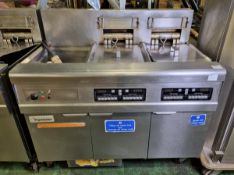 Frymaster FMRE217CSD electric stainless steel 2 - well fryer with chip dump 230/400V - W 1190