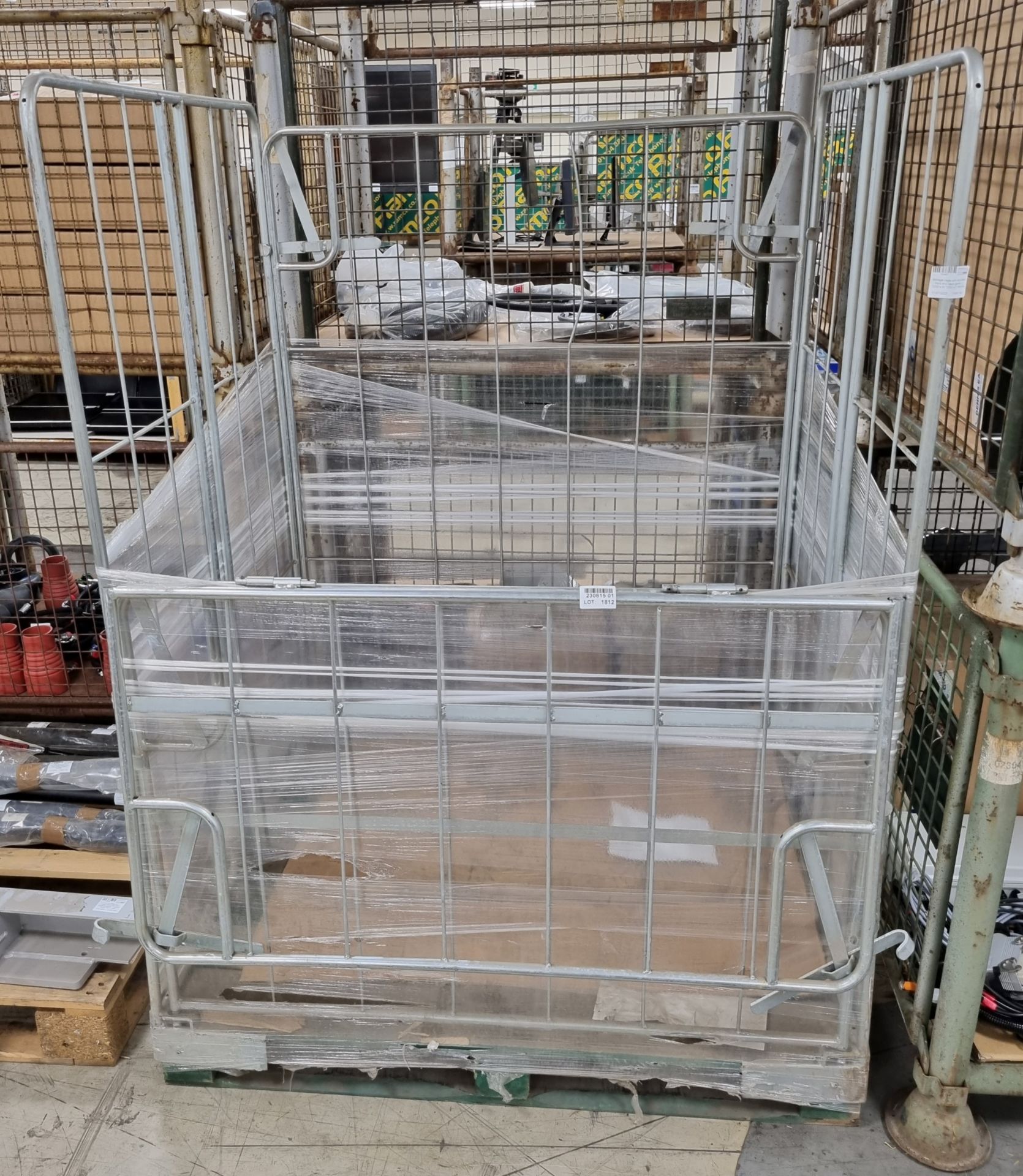 Storage cage with drop down front and back panels - L 1200 x W 1000 x D 1660mm