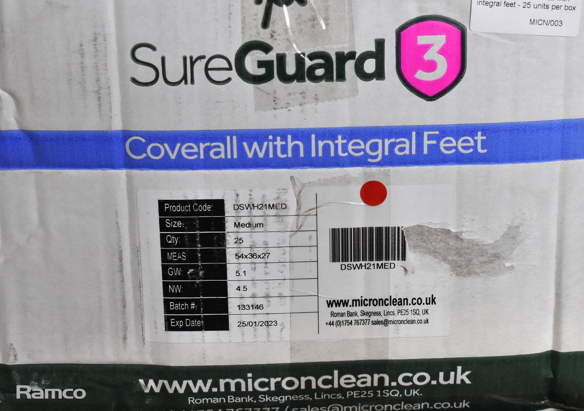 5x boxes of MicroClean SureGuard 3 - size small coverall with integral feet - 25 units per box - Bild 2 aus 2