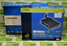Linksys WET54D-UK 2.4GHz 802.11g wireless-G ethernet bridge, Linksys E2500-NP N600 dual band wi-fi