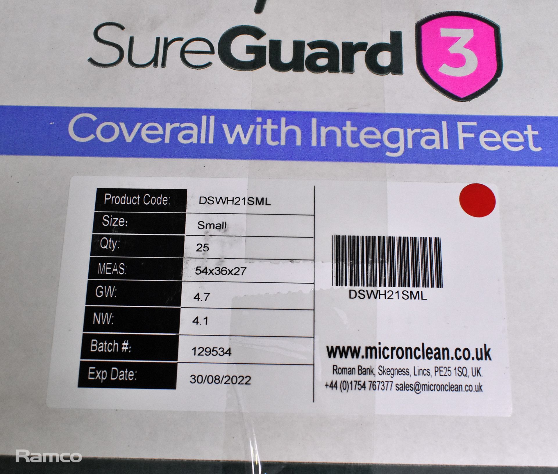 MicroClean SureGuard 3 - size small coverall with integral feet - 25 units - Bild 4 aus 4