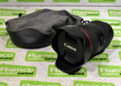 Canon Zoom lens EF 24 - 70mm Ultrasonic 1:2.8 L II USM with grey canvas bag, Canon EW-88C lens hood