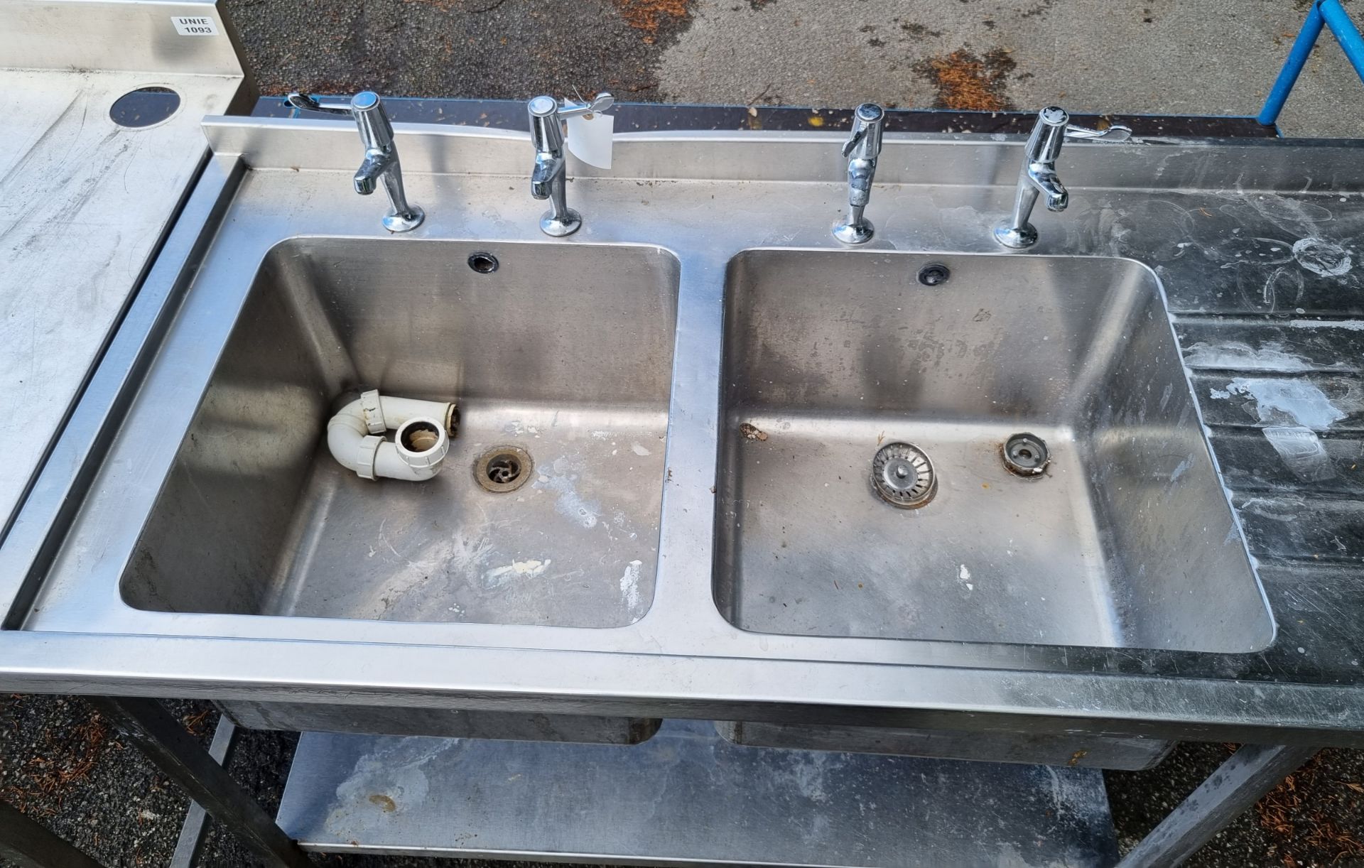 Stainless steel double sink unit - W 1820 x D 670 x H 1080 mm - Image 3 of 3