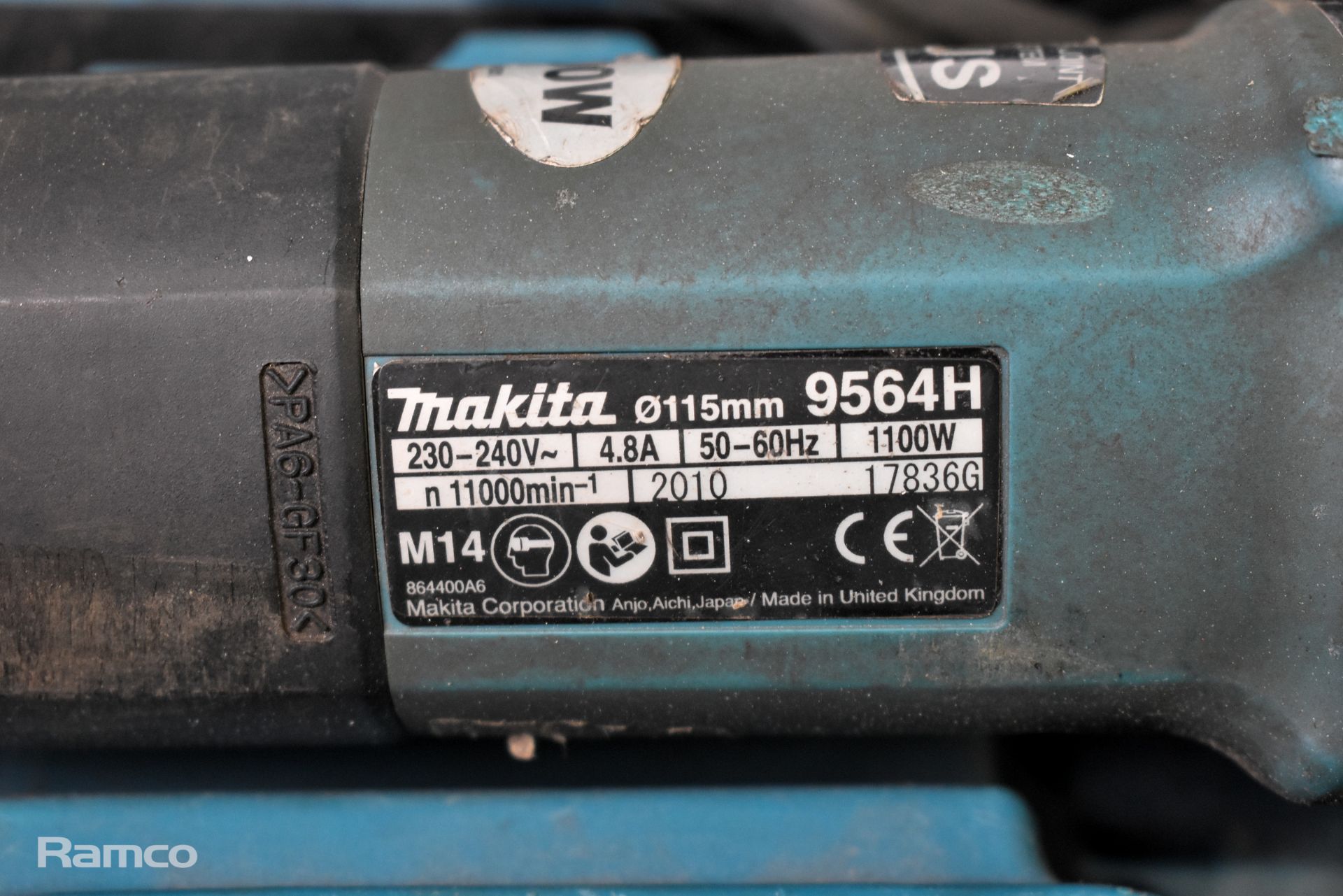 Makita 9564H portable electric angle grinder - in plastic case - Image 3 of 6