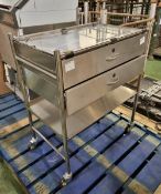 Medical trolley - 2 drawers and 1 shelf - L 750 x W 450 x H 900mm