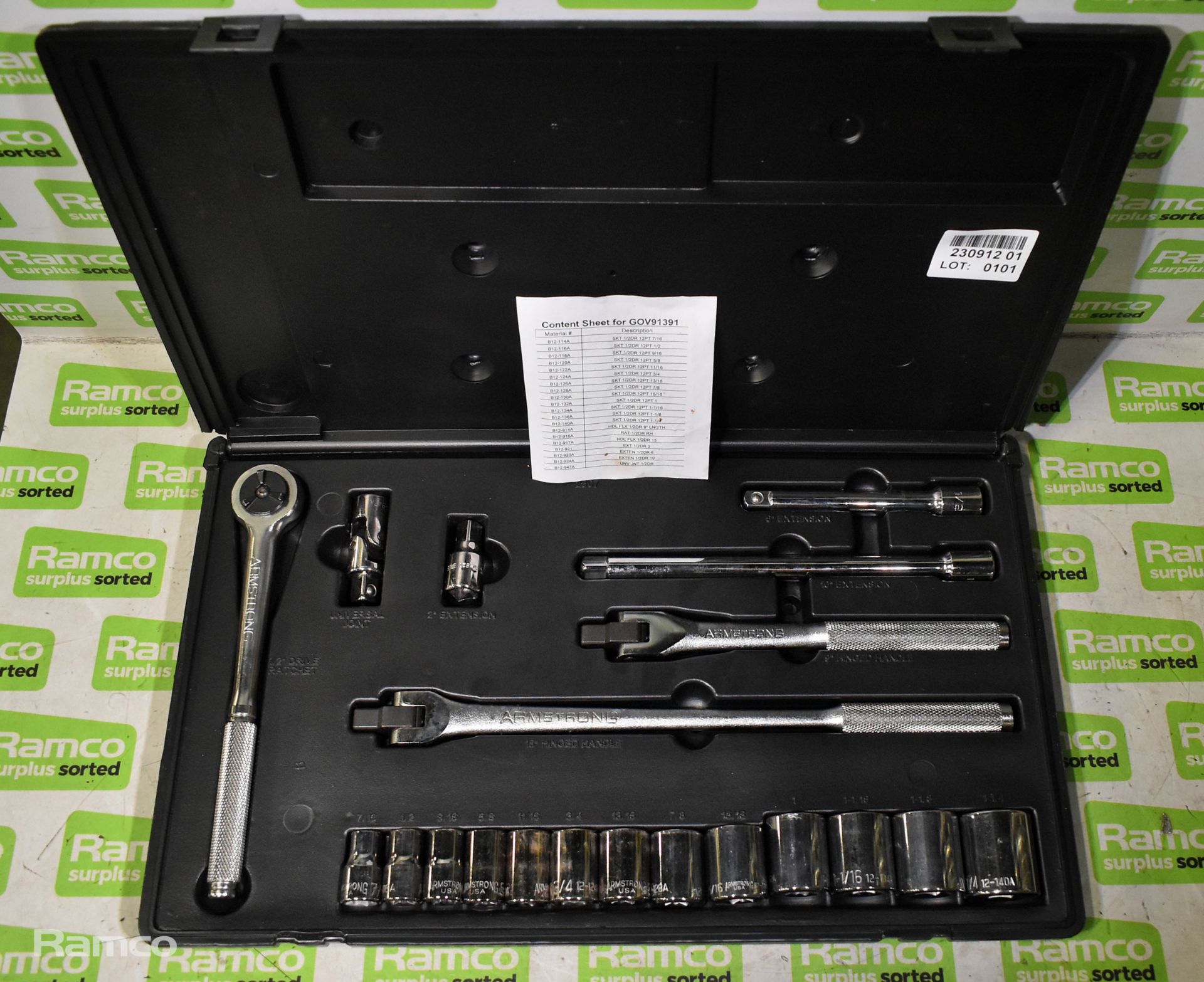 Armstrong 20 piece socket set in plastic case - Image 3 of 9