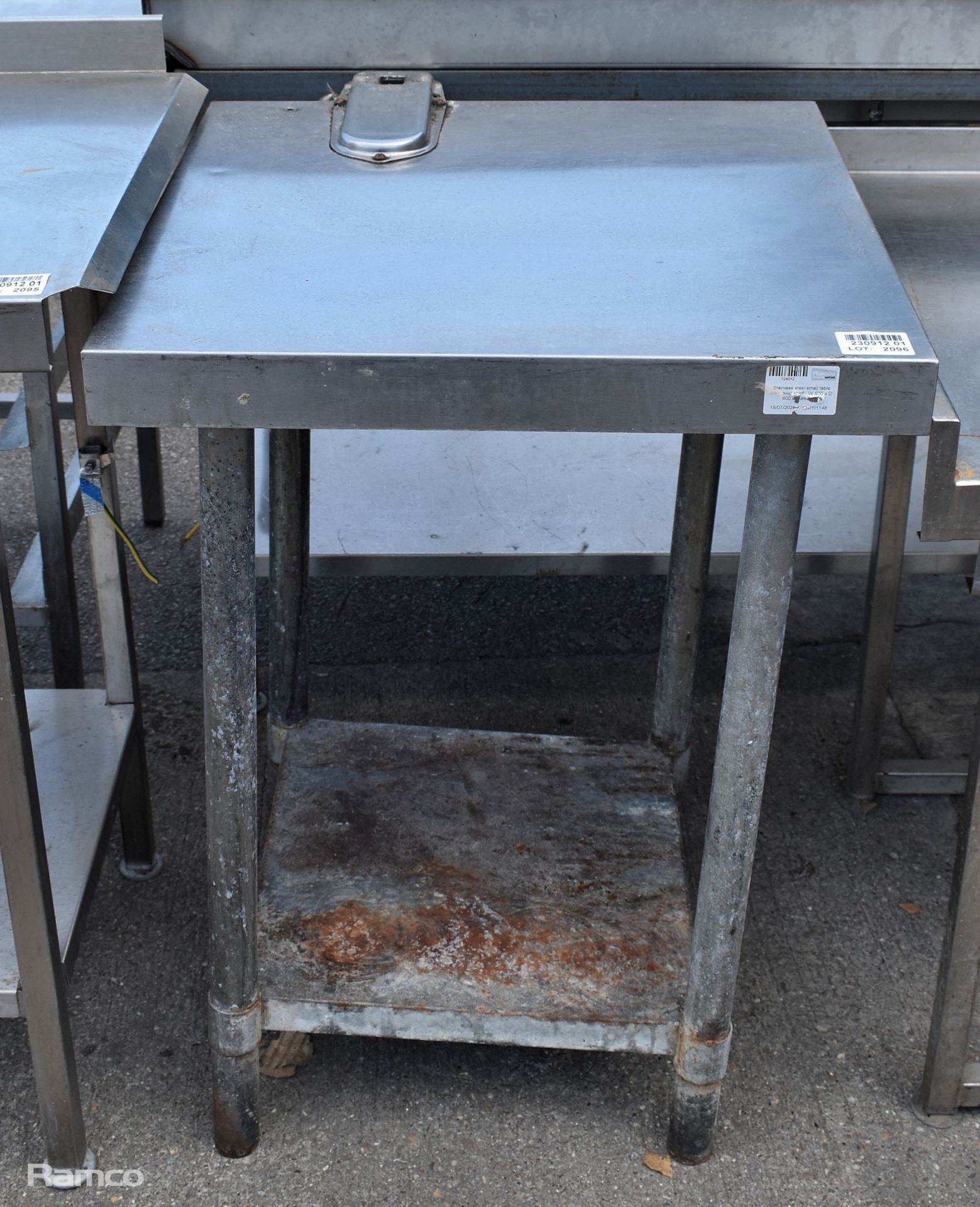 Stainless steel small table with lower shelf - W 600 x D 600 x H 860mm