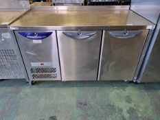 Williams HO2U opal 2 door stainless steel 374 ltr counter fridge - W 1430 x D 750 x H 920 mm