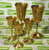 5x Brass goblets - mixed sizes