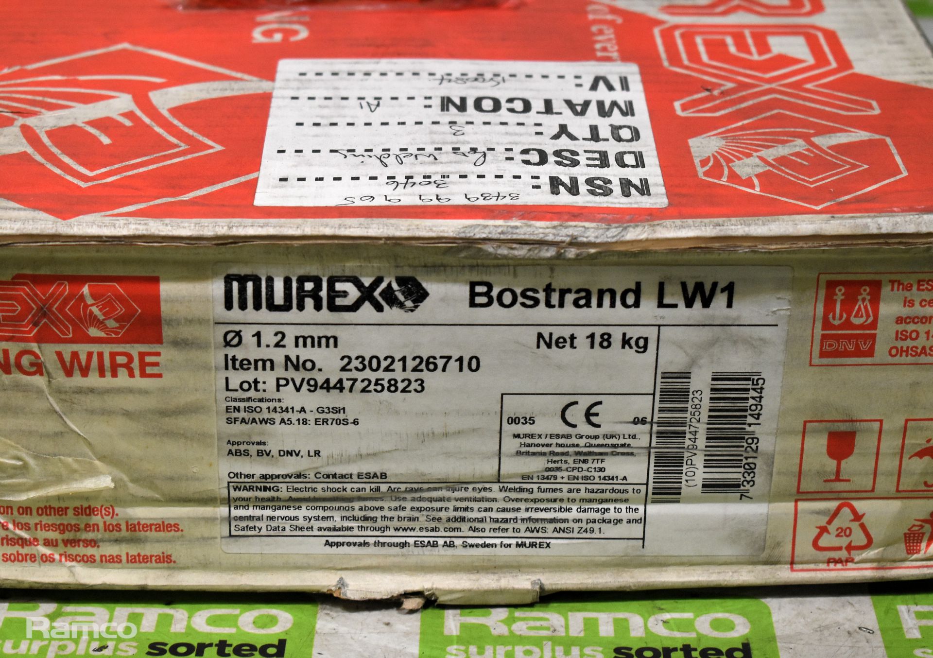 Murex Bostrand LW1 1.2mm welding wire on spool - Image 2 of 3