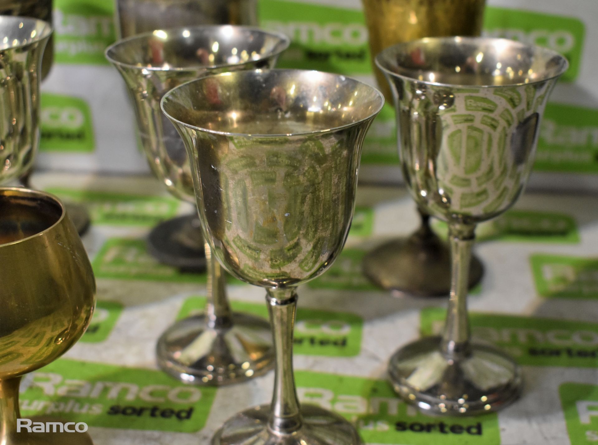 15x EPNS and brass goblets - mixed sizes and shapes - Image 4 of 8