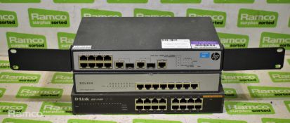 HP 1910-8 Ethernet switch - L490 x W 160 x H 45mm, D-Link DES-1016D 10/100 fast ethernet switch
