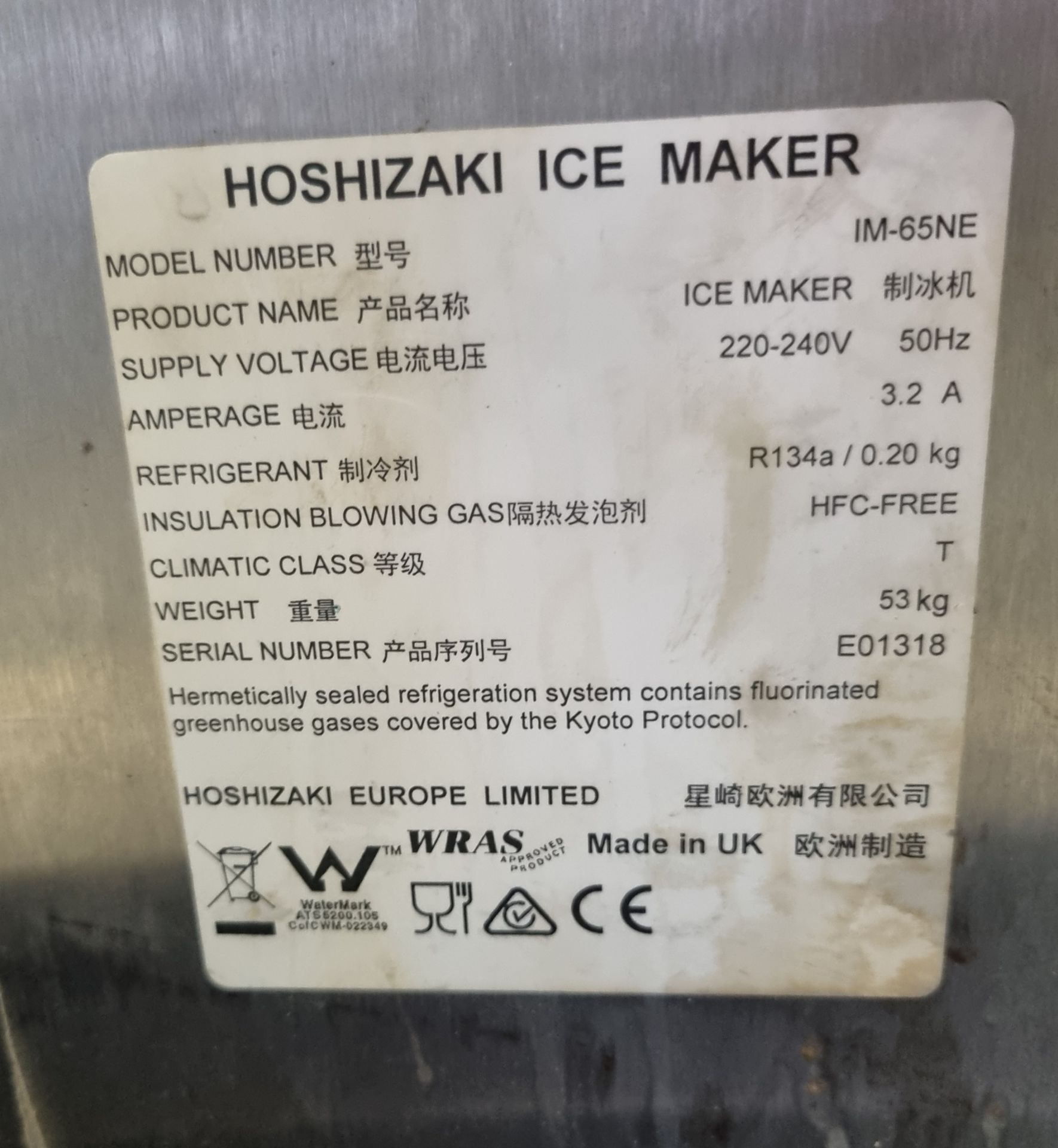 Hoshizaki IM-65NE ice maker machine 240V - W 640 x D 500 x H 850 mm - Bild 4 aus 4