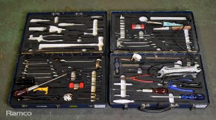 2x Multi piece tool kits in composite case - spanners, screwdrivers, allen keys, pliers