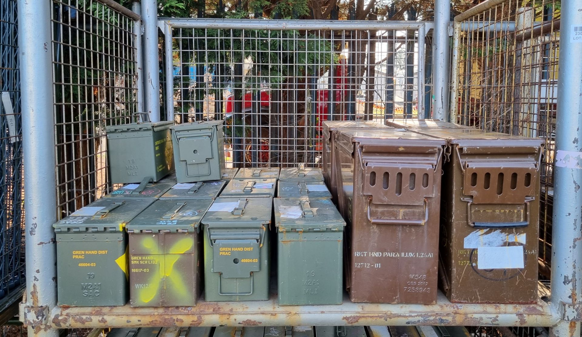 14x M2A1 ammo boxes, 4x M548 ammo boxes