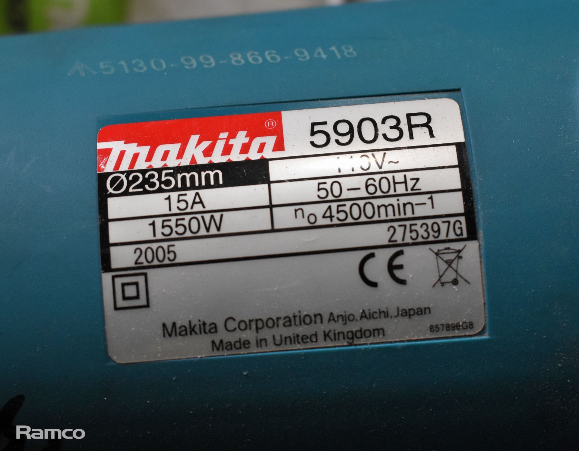 Makita 5903R electric circular saw - 235mm - 1550W - 110V - in hard plastic carry case - Bild 5 aus 7