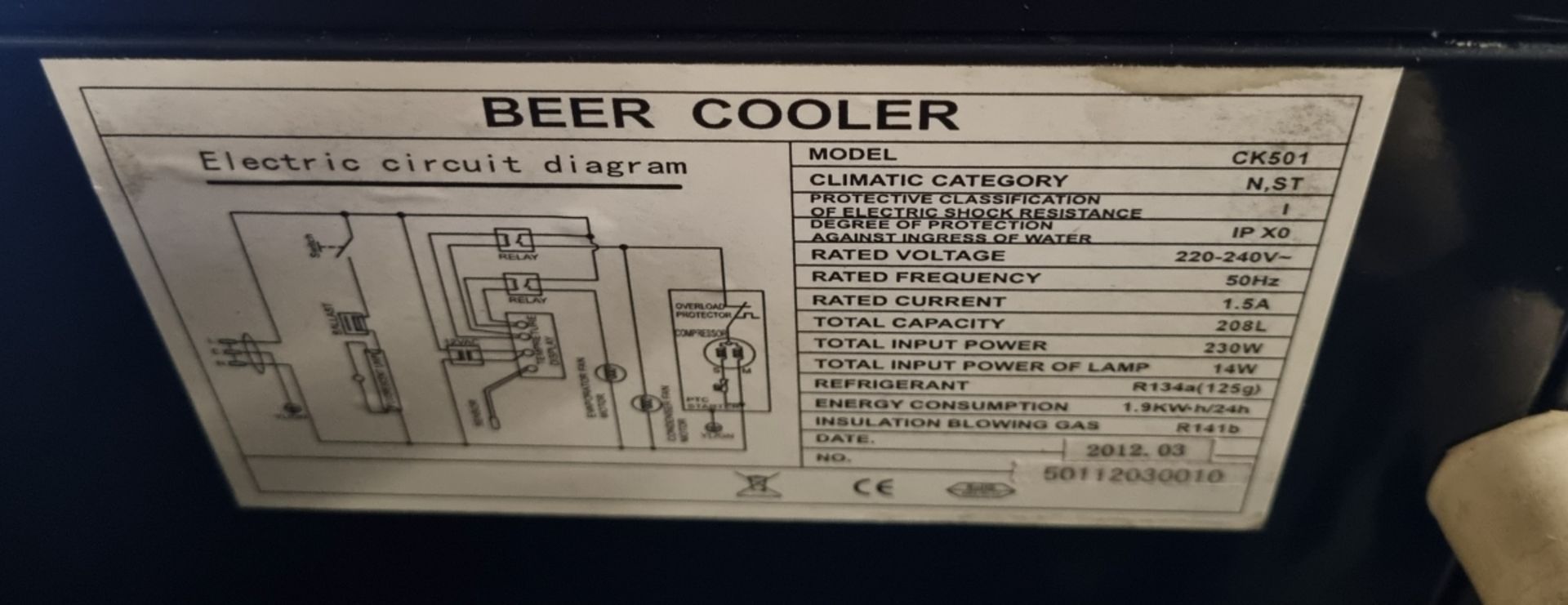 Cater Cool CK501 Undercounter double sliding glass door bottle cooler - 220/240V - 50Hz - Bild 6 aus 6