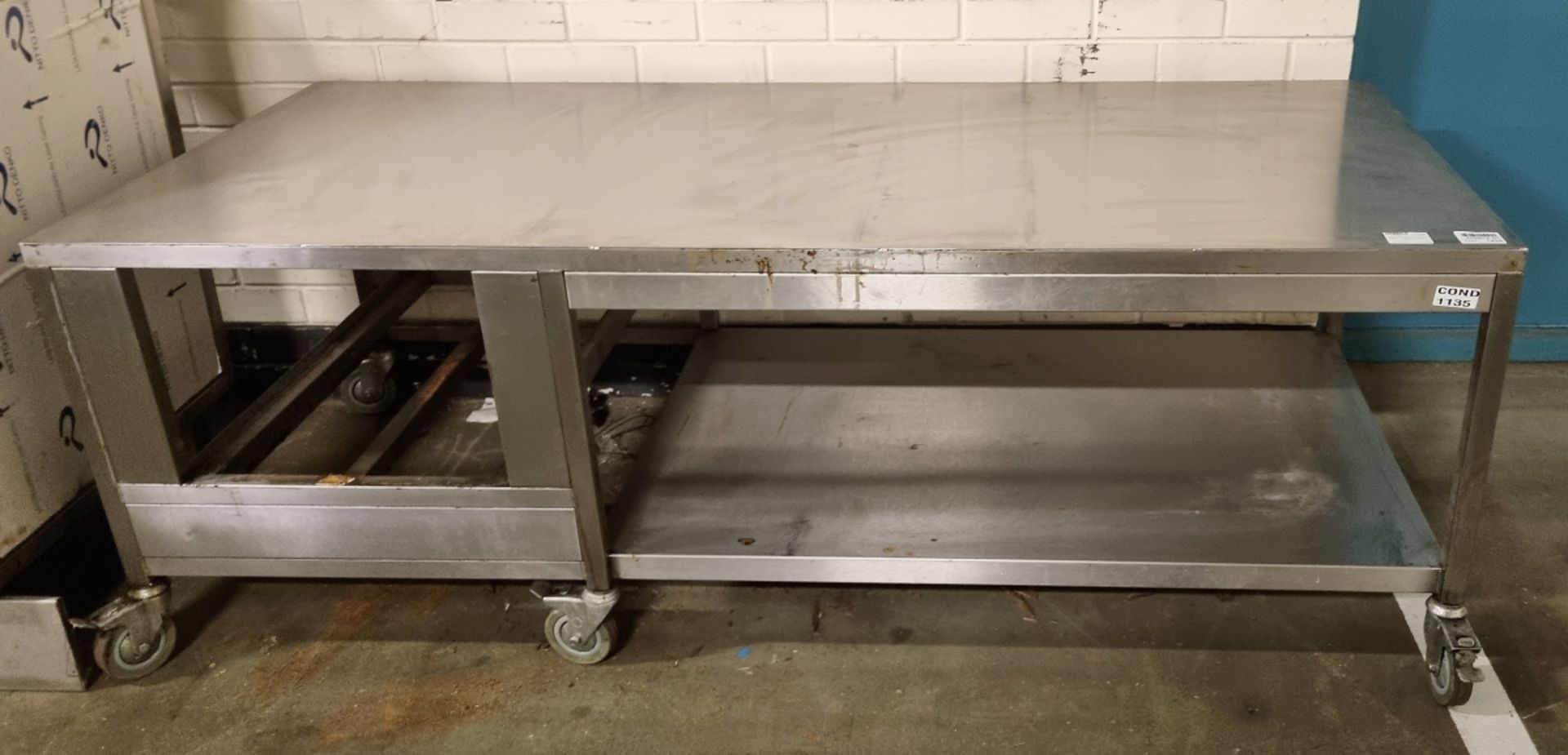 Stainless steel undercounter trolley - W 1800 x D 800 x H 650mm
