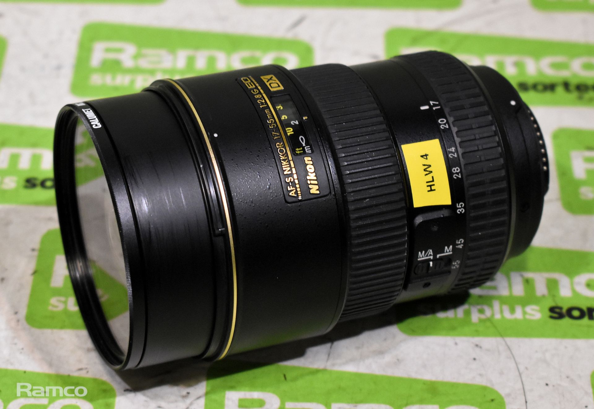 Nikon 17-55mm f/2.8G ED DX Nikkor lens with Nikon HB-31 hood and Calumet MC UV 77mm filter