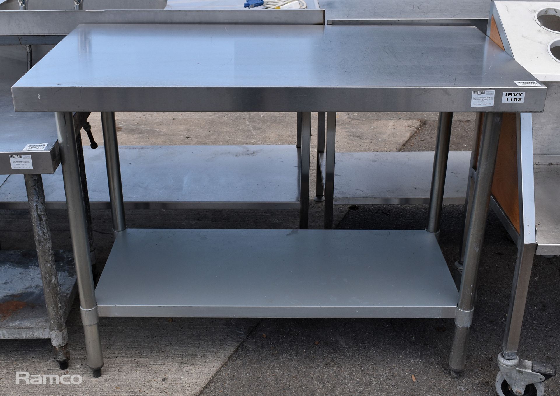 Stainless steel prep table with lower shelf - W 1200 x D 600 x H 900mm