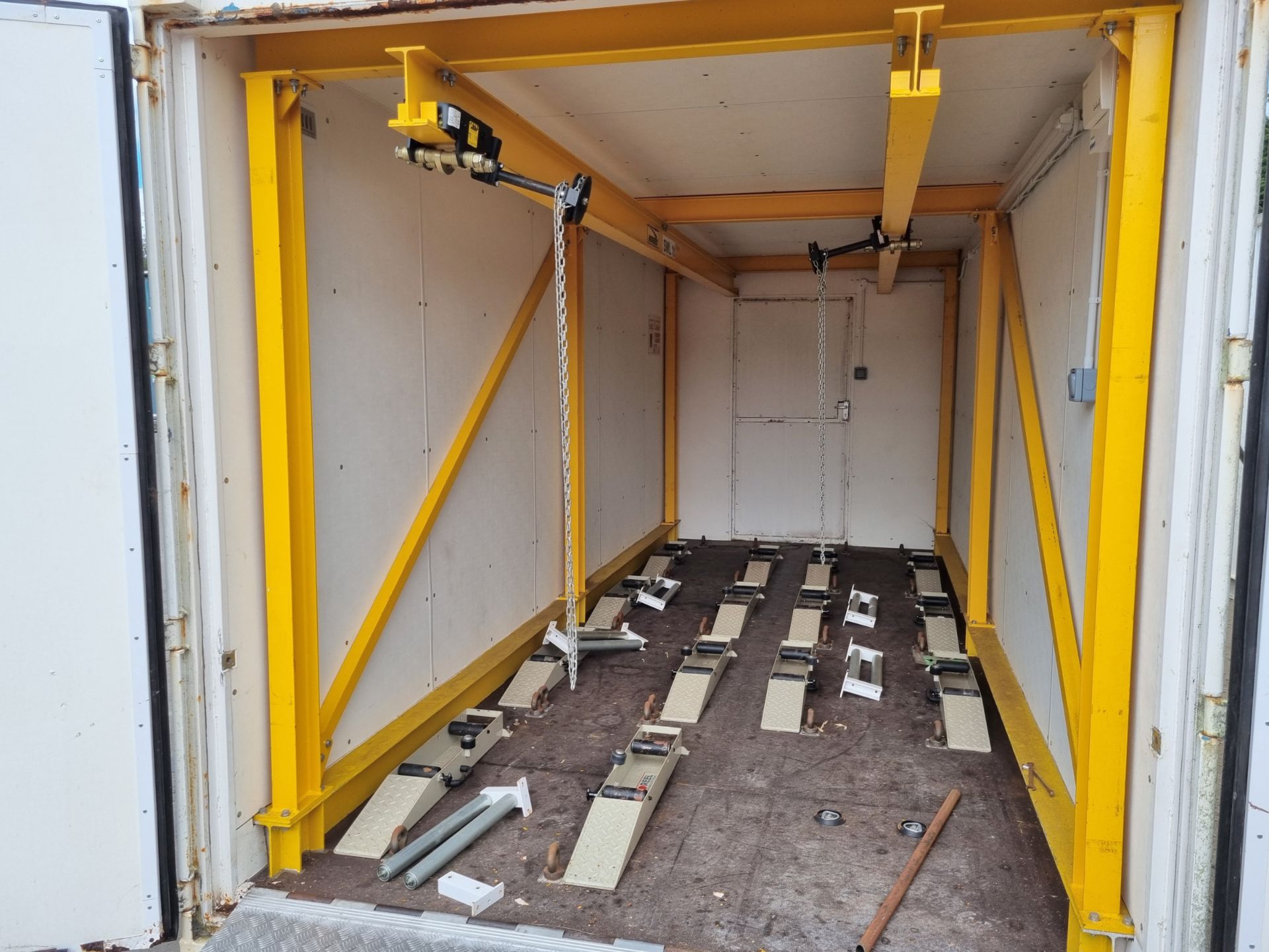 20 foot shipping container with fitted gantry crane rails, ramp and floor rollers - Image 8 of 15
