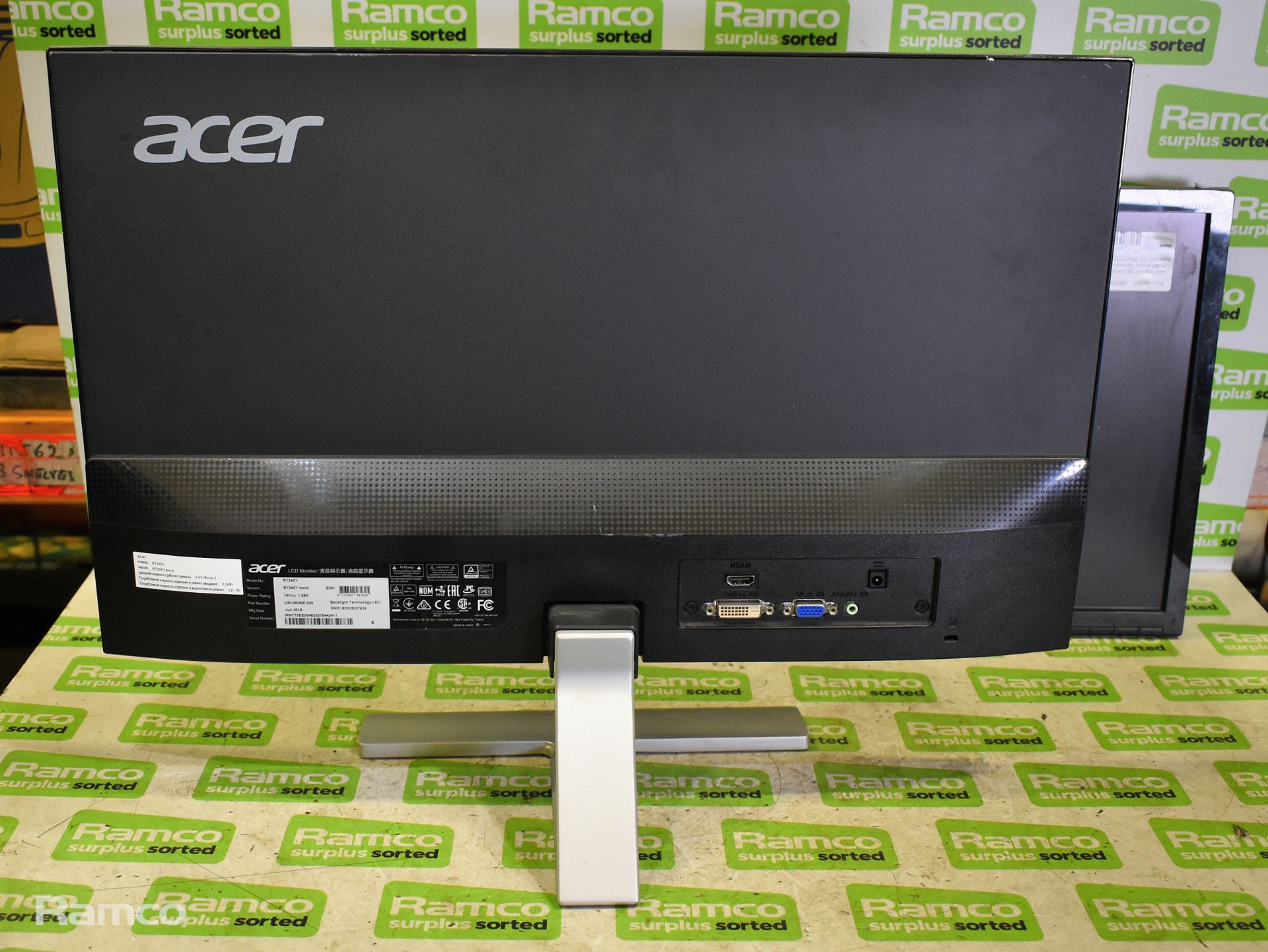 ACER K222HQL 22 inch wide screen monitor - no stand - W 510 x D 60 x H 300 mm, ACER RT240Y 24 inch - Bild 3 aus 8