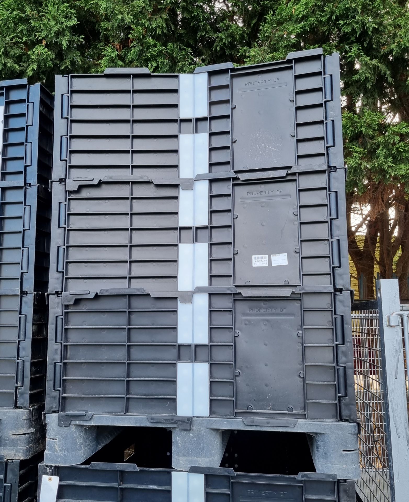 Black plastic folding crate - L1200 x D1000 x H1360mm (fully erected)