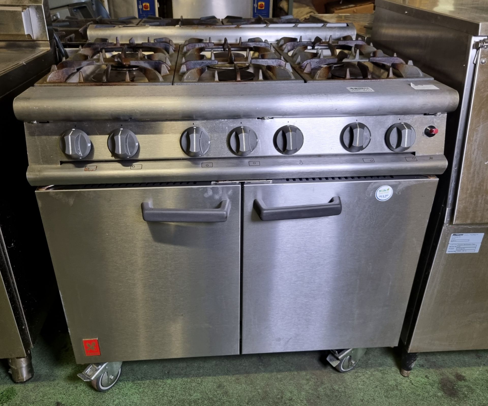 Falcon 6-burner gas oven on casters H890 x W900 x D790mm