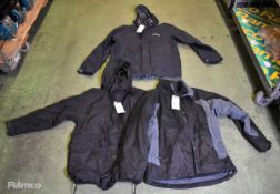 Black Regatta waterproof coat - Large, Black Trespass jacket with zip in fleece - Large,