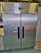 Polar G595-02 stainless steel upright 2 - door freezer 1200 ltr - W 1340 x D 840 x H 1980 mm