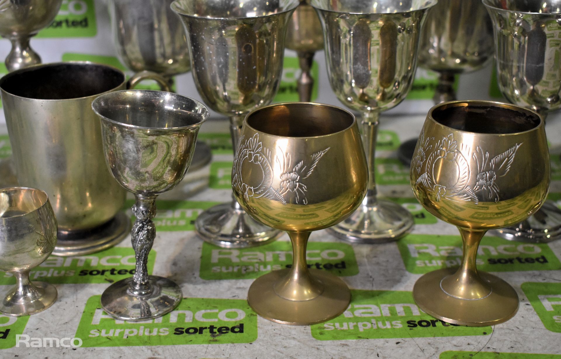 15x EPNS and brass goblets - mixed sizes and shapes - Image 5 of 8