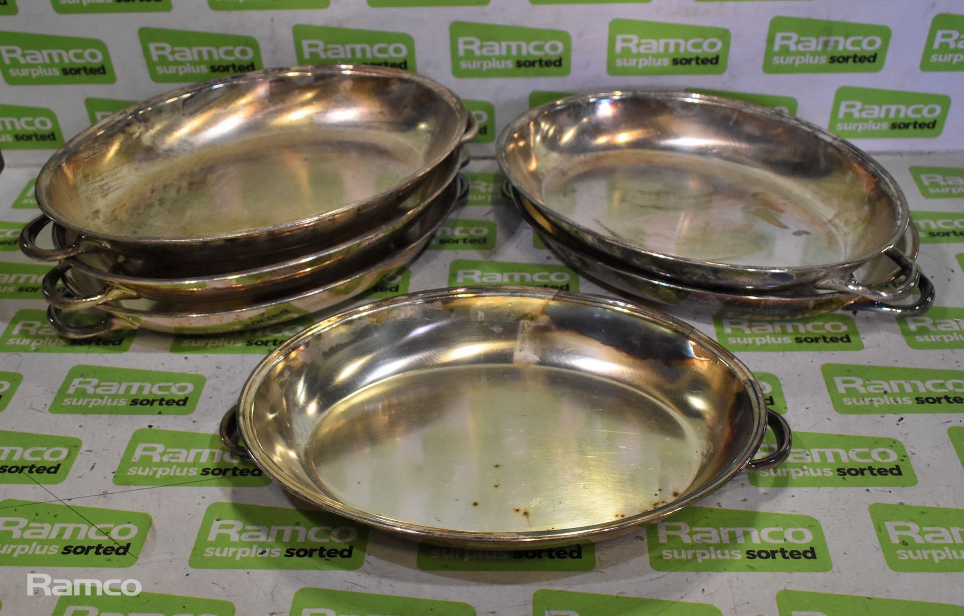 6x Electroplated nickel silver serving dishes