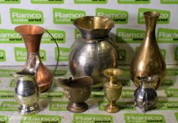 7x Brass jugs mixed shapes and sizes