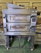 Moretti AMACB18 stainless steel electric twin pizza oven with base stand on castors