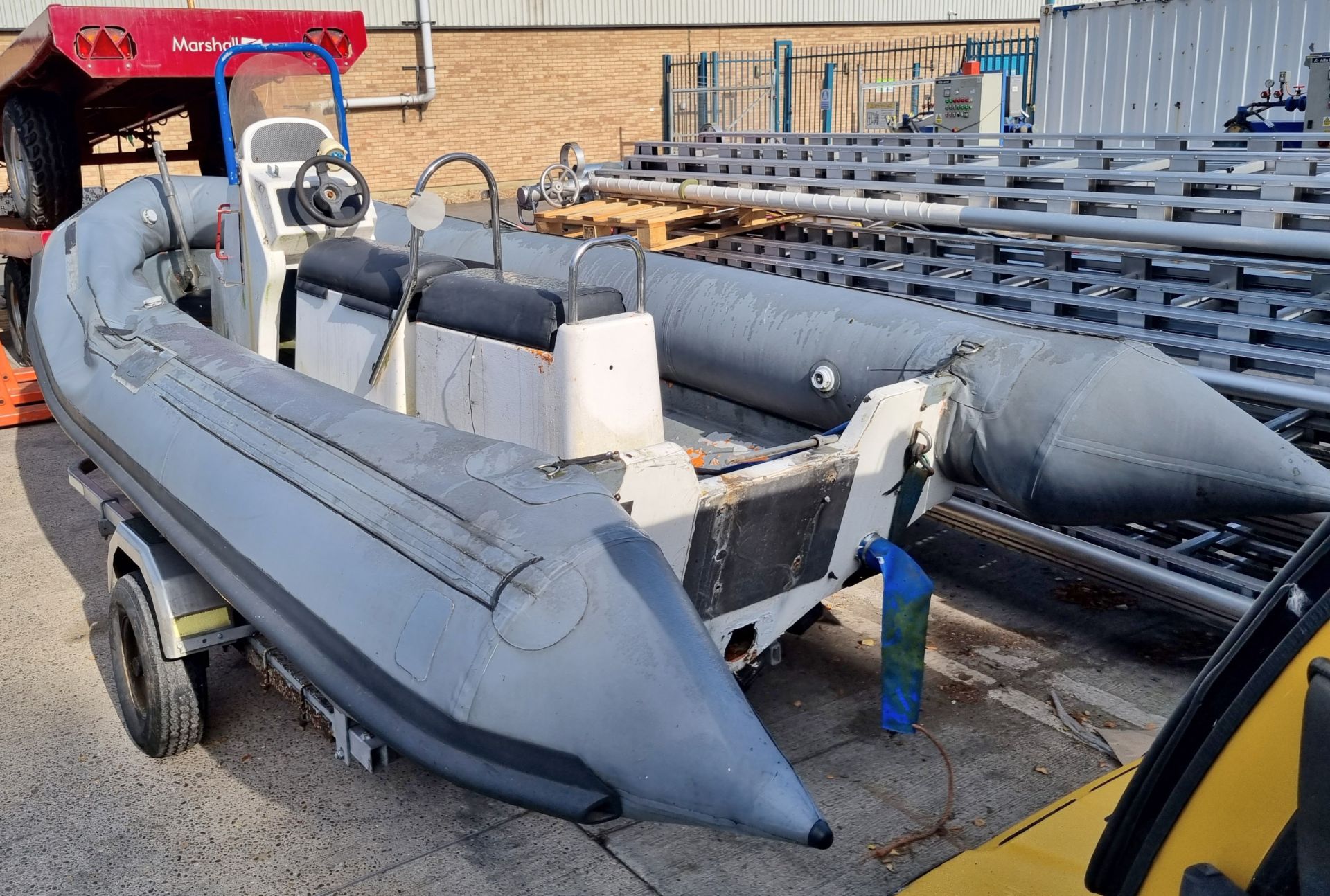Avon Searider 5 4m RIB Boat L5700 X W2150mm On Galvanised Trailer avon-searider-5-4m-rib-boat-l5700-x-w2150mm-on-galvanised-trailer