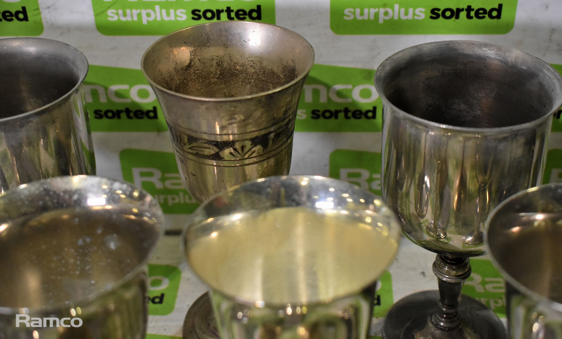15x EPNS and brass goblets - mixed sizes and shapes - Image 3 of 8
