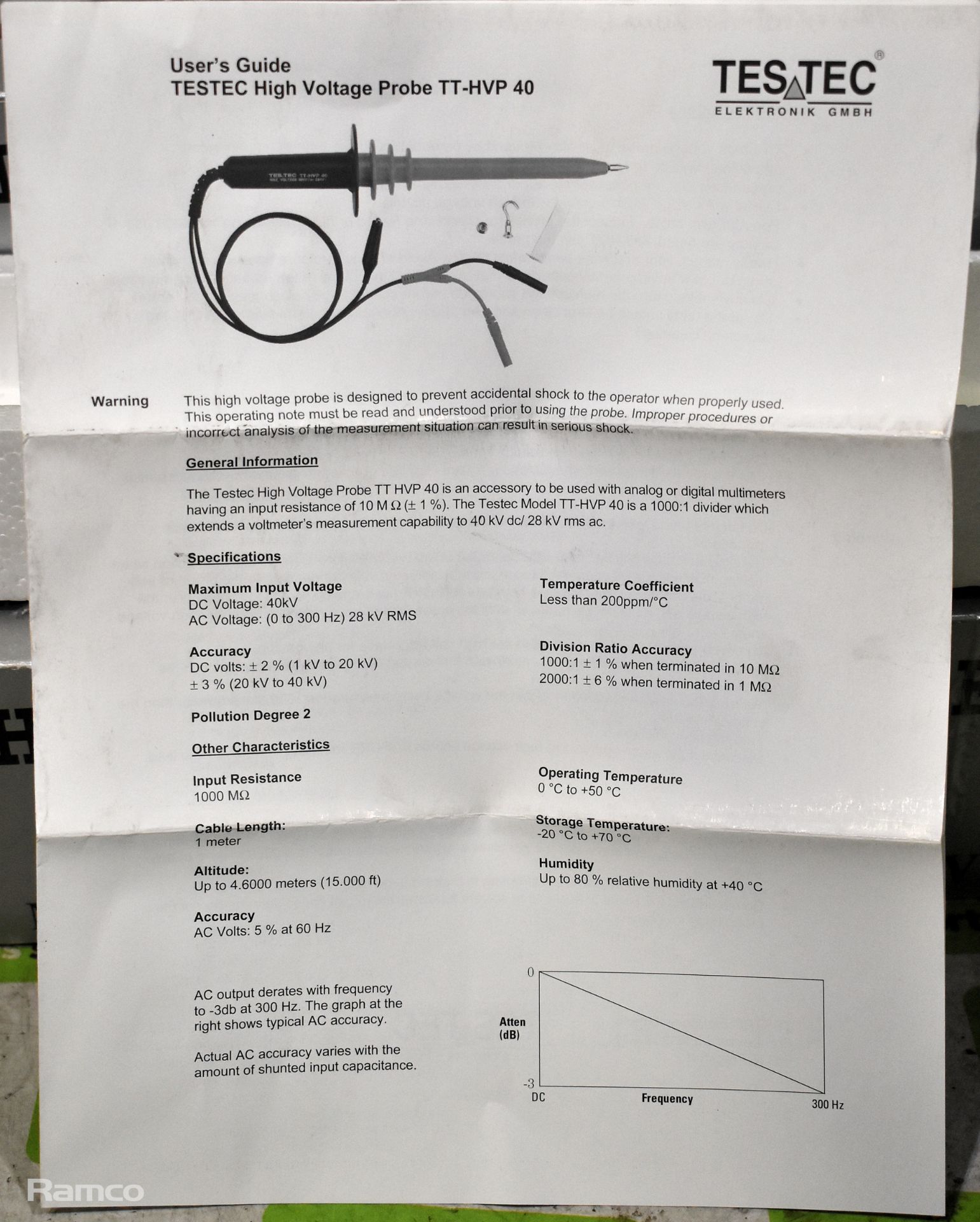 3x Testec TT-HVP 40 high voltage probes - max DC input: 40kV - max AC input: 28kV - Bild 5 aus 6