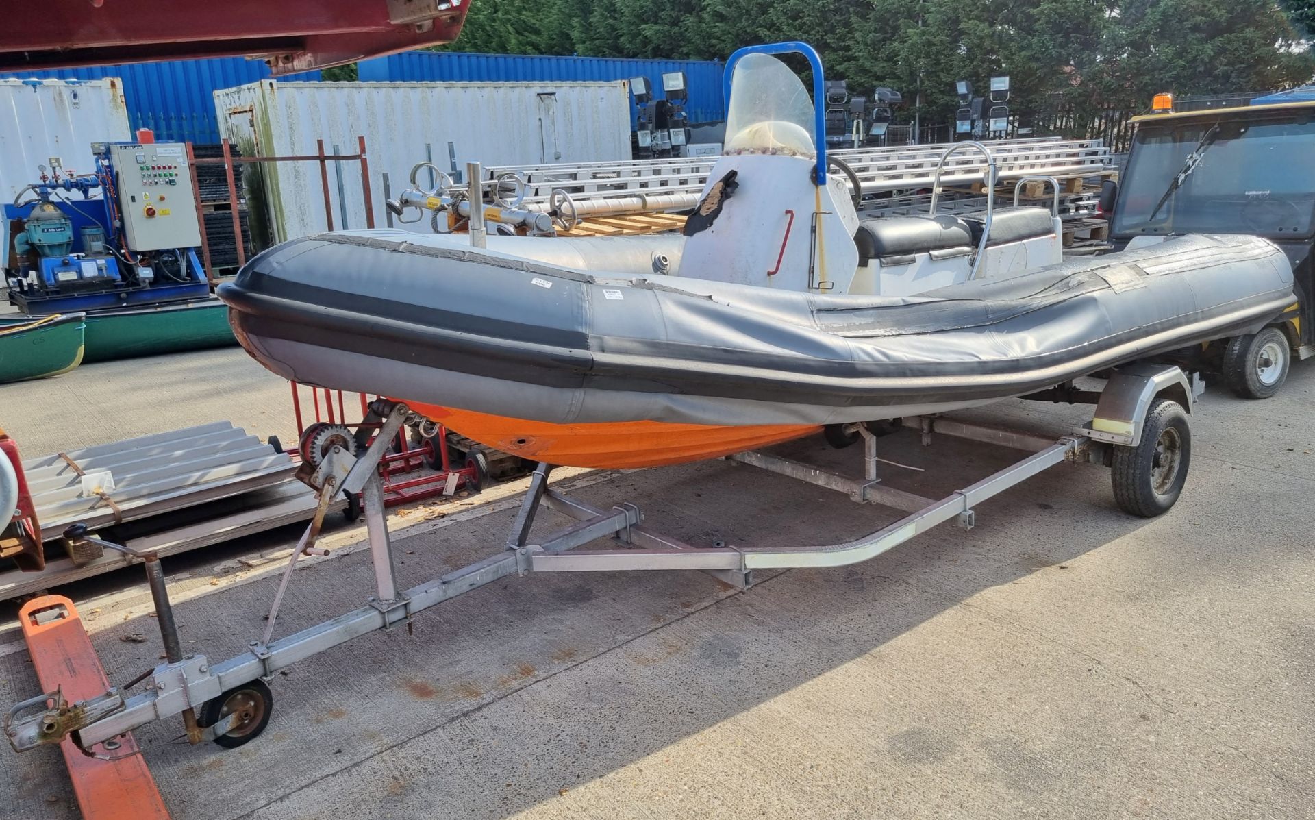 Avon searider 5.4m RIB boat (L5700 x W2150mm) on galvanised trailer - Slow leak on one tube