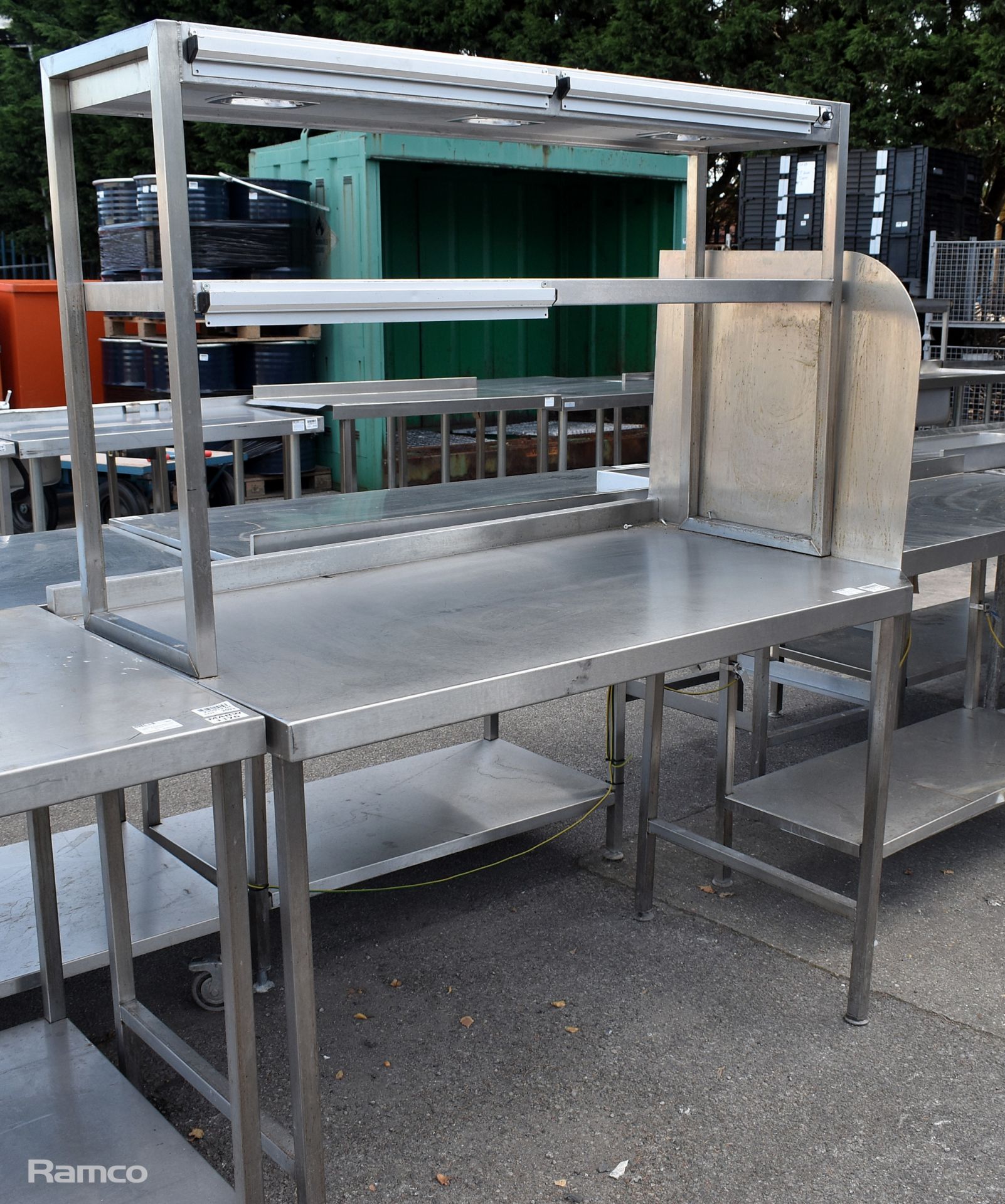 Stainless steel prep table with 2 shelves - W 1450 x D 830 x H 1770mm - Bild 2 aus 3