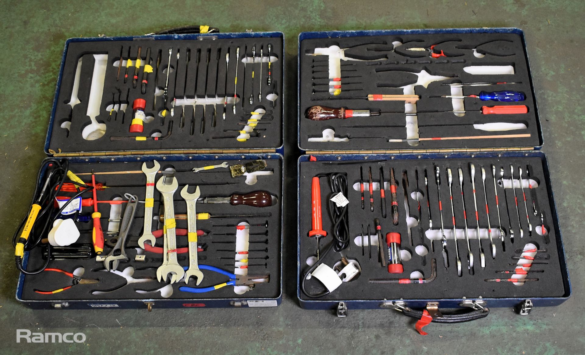 2x Multi piece tool kits in composite case - spanners, screwdrivers, allen keys, pliers