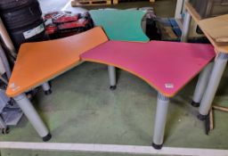 Multi coloured 3-piece table top with round legs - W 1780 x D 1780 x H 720 mm